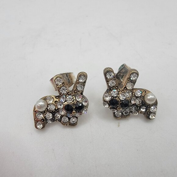 Bunny Rabbit Earrings Creative Stud Earrings Easter Jewelry Pearl Bunny Tail NEW - Picture 2 of 4
